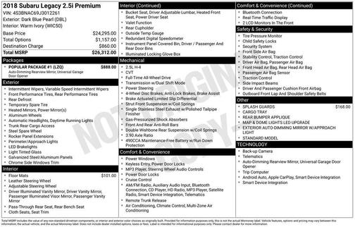 2018 Subaru Legacy 2.5i Premium