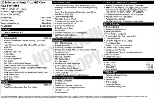 2026 Hyundai SANTA CRUZ XRT