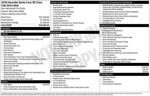 2026 Hyundai SANTA CRUZ SE