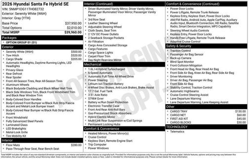 2026 Hyundai SANTA FE HEV SE