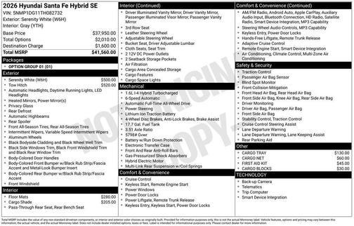 2026 Hyundai SANTA FE HEV SE