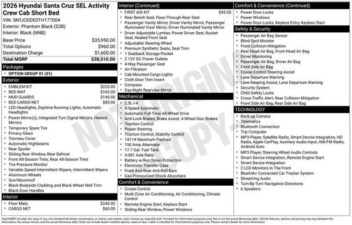 Phantom Black 2026 Hyundai SANTA CRUZ SEL AWD