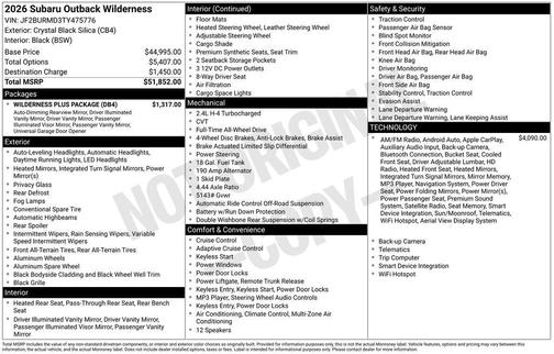 2026 Subaru Outback Wilderness