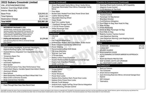 Cool-Gray Khaki 2022 Subaru Crosstrek Limited