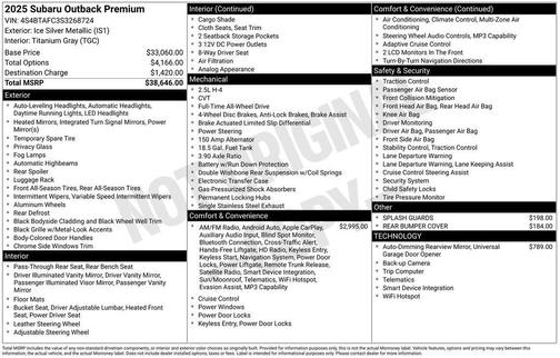 Ice Silver Metallic 2025 Subaru Outback Premium