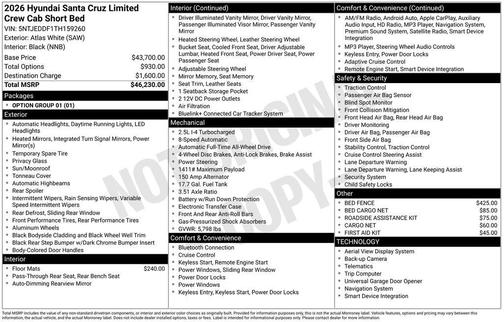 2026 Hyundai SANTA CRUZ Limited