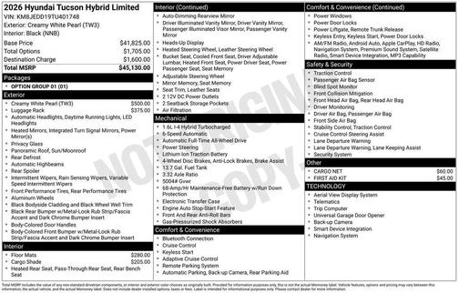 2026 Hyundai TUCSON Hybrid Limited