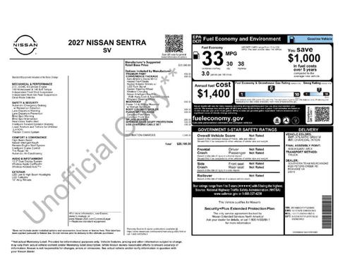 Atlantic Gray Metallic 2027 Nissan Sentra SV