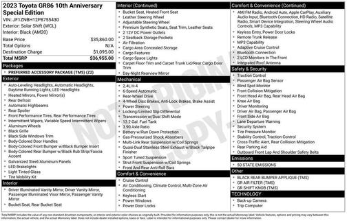 2023 Toyota GR86 10th Anniversary Special Edition