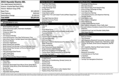 Scarlet Red Pearl 2022 Hyundai ELANTRA SEL