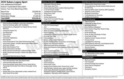 2023 Subaru Legacy Sport