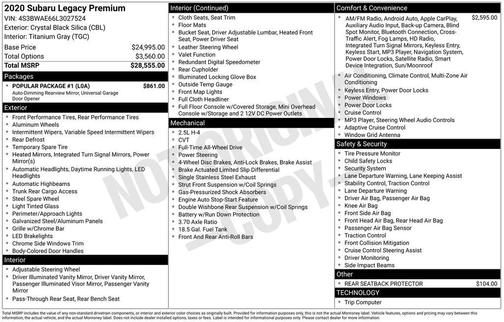 2020 Subaru Legacy Premium