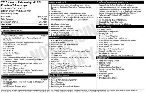 2026 Hyundai Palisade Hybrid SEL Premium 7P