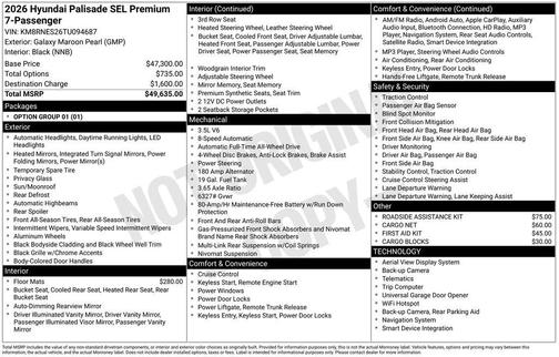 2026 Hyundai PALISADE SEL Premium 7P