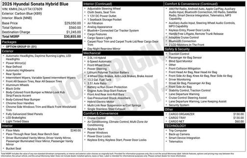 2026 Hyundai SONATA Hybrid Blue