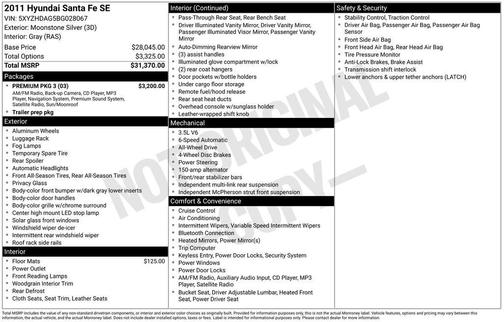2011 Hyundai SANTA FE SE