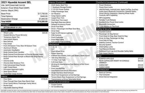 Frost White Pearl 2021 Hyundai Accent SEL