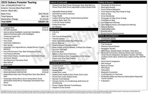 Horizon Blue Pearl 2023 Subaru Forester Touring