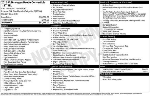 2016 Volkswagen Beetle 1.8T SEL