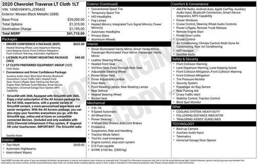 2020 Chevrolet Traverse LT Cloth