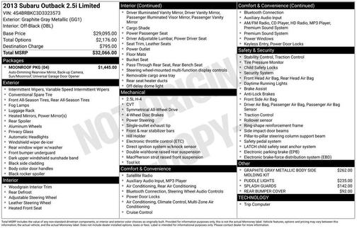 2013 Subaru Outback 2.5i Limited