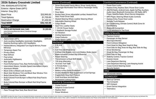 2026 Subaru Crosstrek Limited
