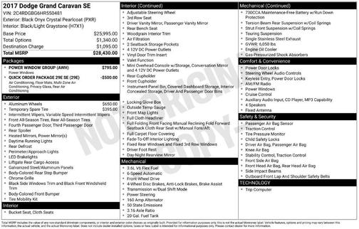 Black Onyx Crystal Pearlcoat 2017 Dodge Grand Caravan SE