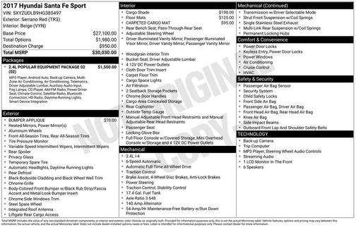 Serrano Red 2017 Hyundai Santa Fe Sport 2.4L