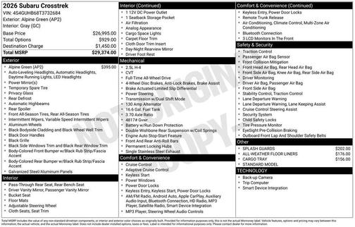 2026 Subaru Crosstrek Base