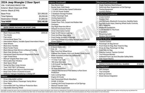 Black Clearcoat 2024 Jeep Wrangler Sport