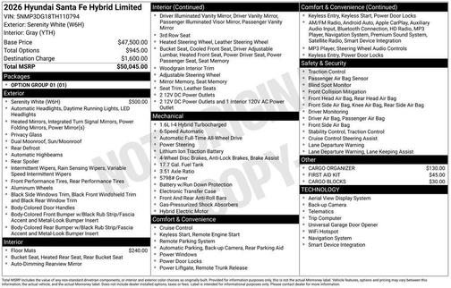 2026 Hyundai SANTA FE HEV Limited