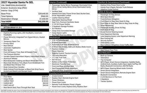 Ecotronic Gray 2027 Hyundai SANTA FE SEL