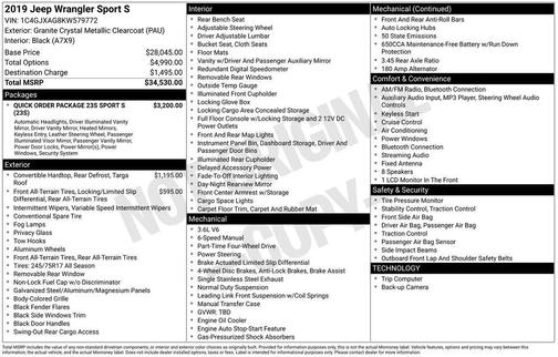 2019 Jeep Wrangler Sport