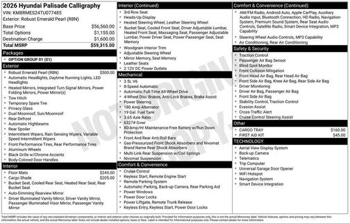 2026 Hyundai PALISADE Calligraphy