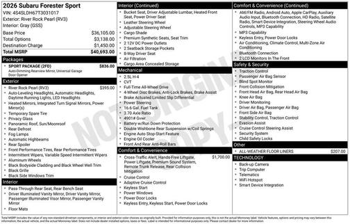 2026 Subaru Forester Sport