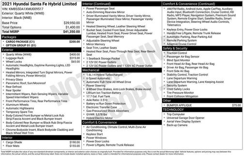 2021 Hyundai SANTA FE HEV Limited