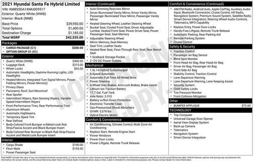 2021 Hyundai SANTA FE HEV Limited