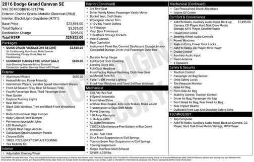 2016 Dodge Grand Caravan AVP/SE