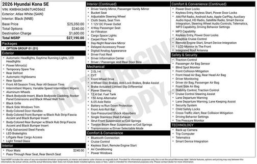 2026 Hyundai KONA SE