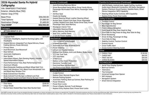2026 Hyundai SANTA FE HEV Calligraphy