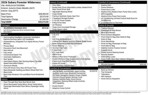 2026 Subaru Forester Wilderness