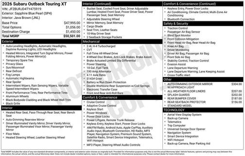 2026 Subaru Outback Touring XT