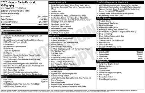 2026 Hyundai SANTA FE HEV Calligraphy