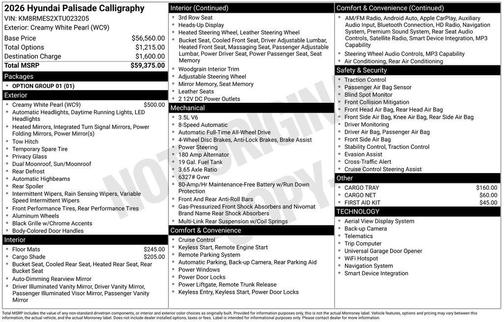 2026 Hyundai PALISADE Calligraphy