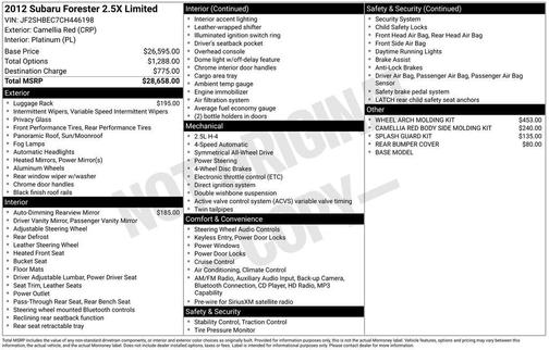 Camellia Red Pearl 2012 Subaru Forester 2.5X Limited