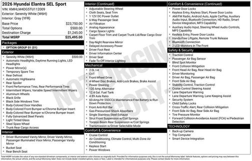 2026 Hyundai ELANTRA SEL Sport