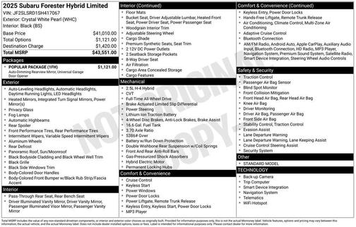2025 Subaru Forester Hybrid Limited