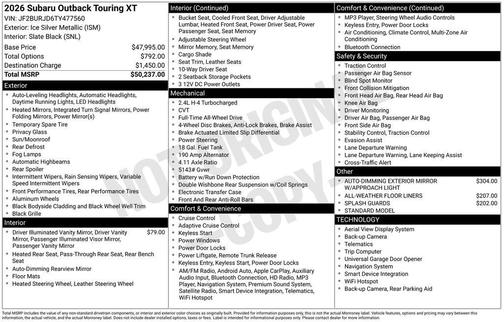 2026 Subaru Outback Touring XT