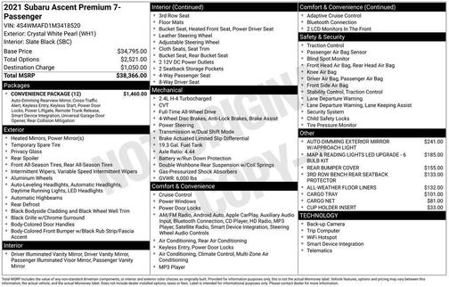 2021 Subaru Ascent Premium 7-Passenger