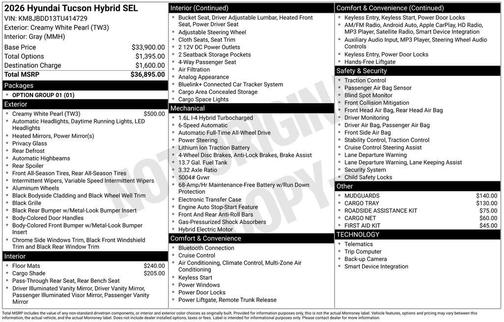 2026 Hyundai TUCSON Hybrid SEL